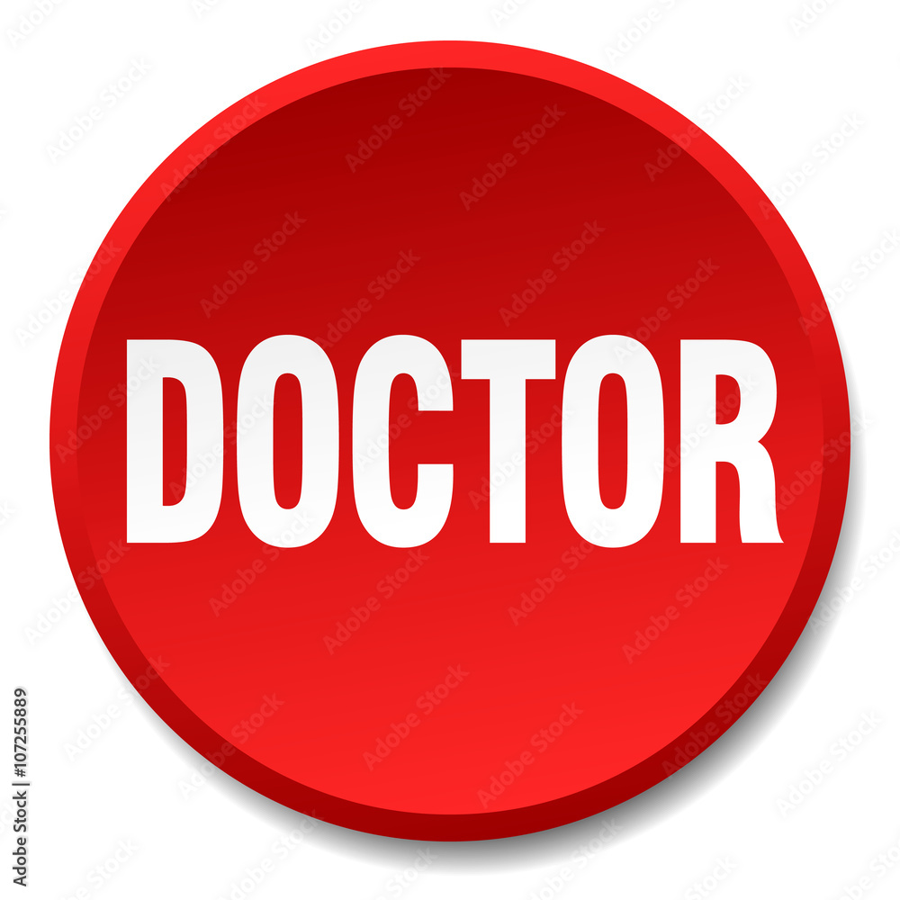 doctor red round flat isolated push button doctor red round flat isolated push button