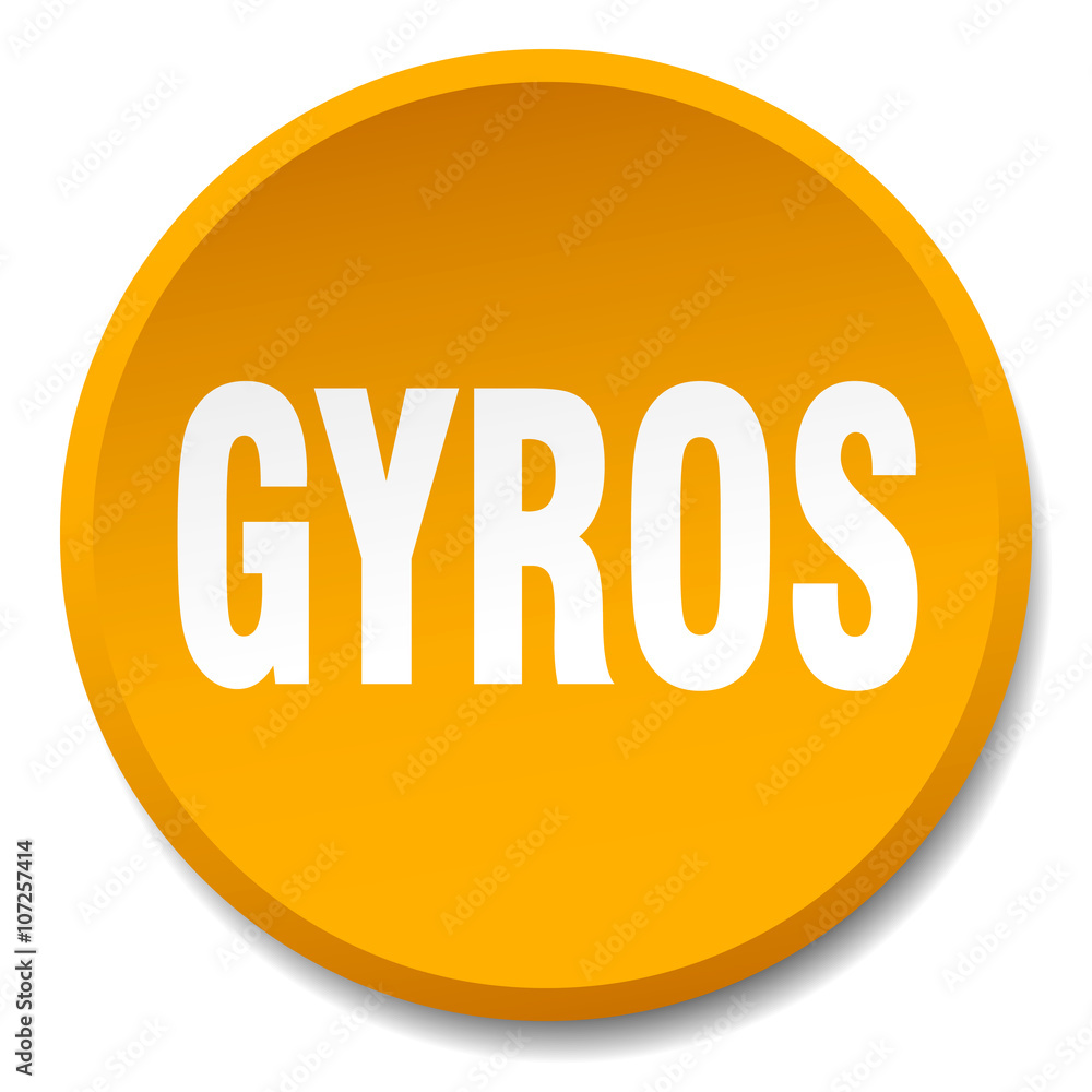 gyros orange round flat isolated push button gyros orange round flat isolated push button