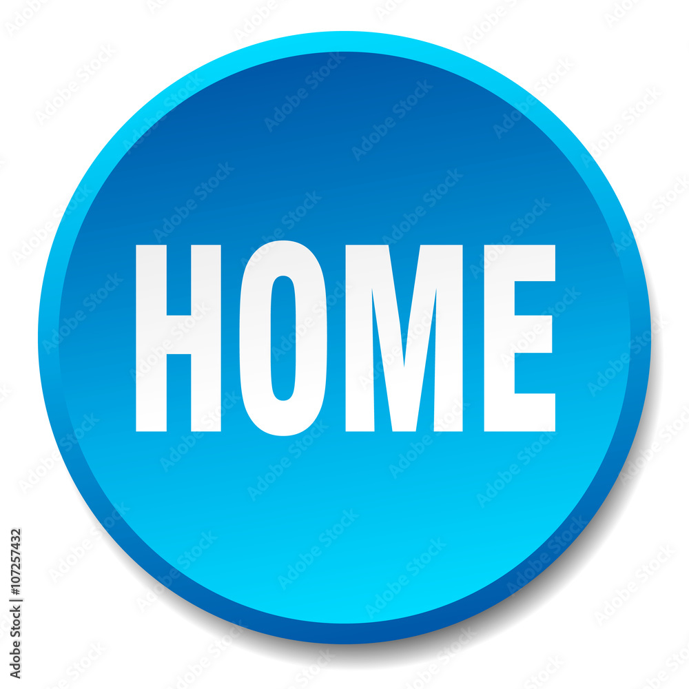home blue round flat isolated push button home blue round flat isolated push button
