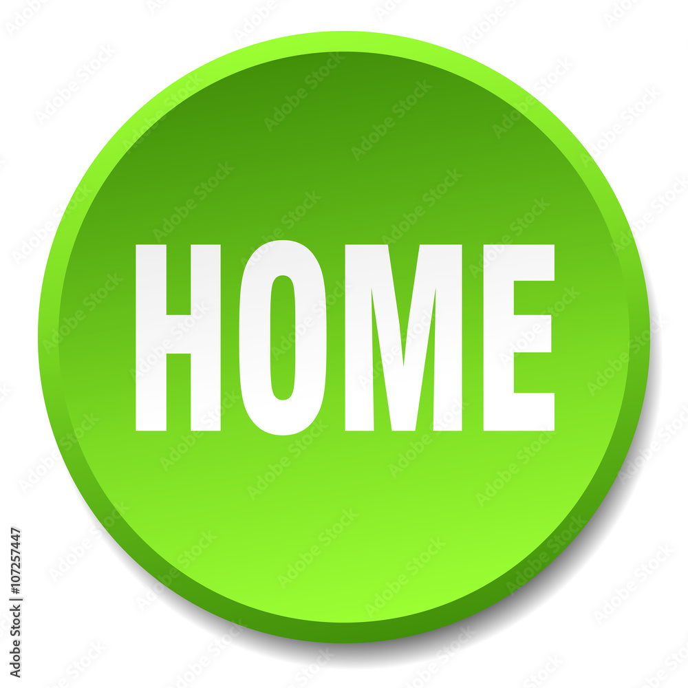 home green round flat isolated push button home green round flat isolated push button