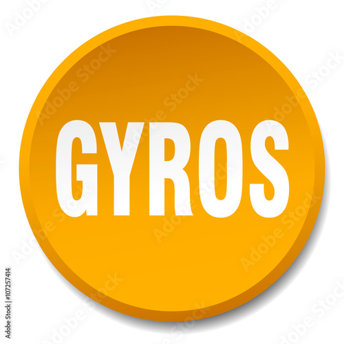 gyros orange round flat isolated push button
