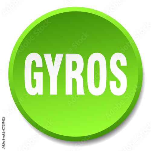 gyros green round flat isolated push button