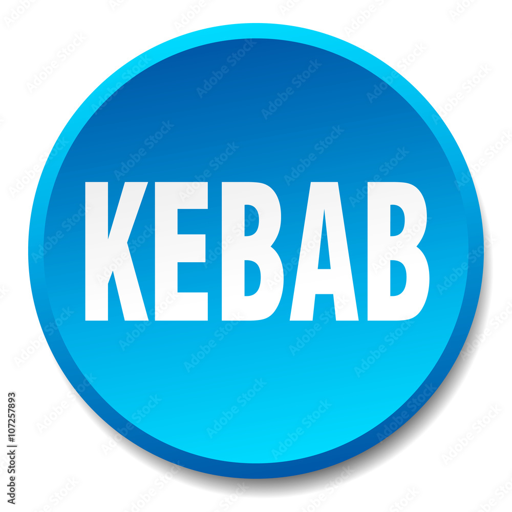 kebab blue round flat isolated push button kebab blue round flat isolated push button