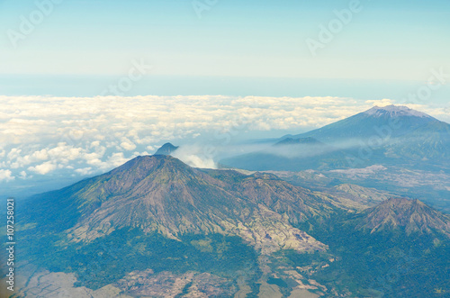 Aerial view of ijen volcano in java indonesia