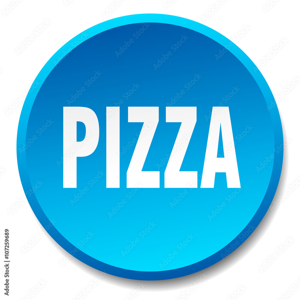 pizza blue round flat isolated push button pizza blue round flat isolated push button