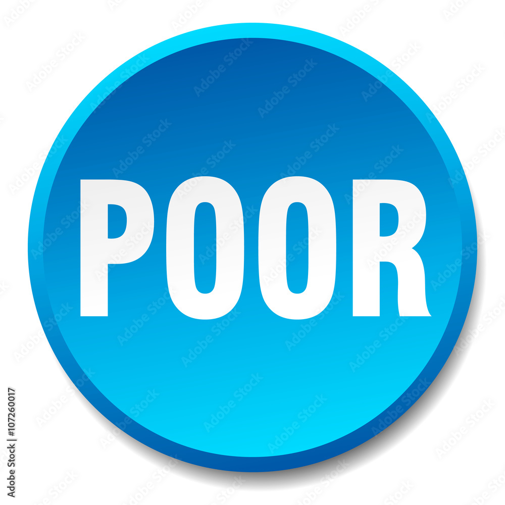 poor blue round flat isolated push button poor blue round flat isolated push button