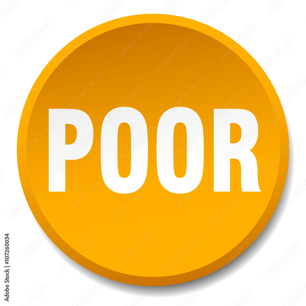 poor orange round flat isolated push button poor orange round flat isolated push button