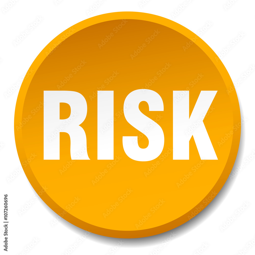 risk orange round flat isolated push button risk orange round flat isolated push button