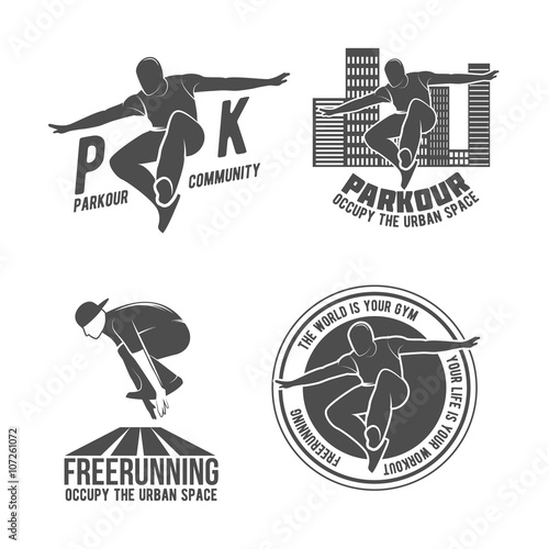 Set of parkour and free running badges