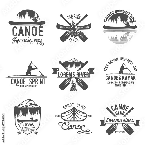 Fototapeta Set of vintage canoeing  logo