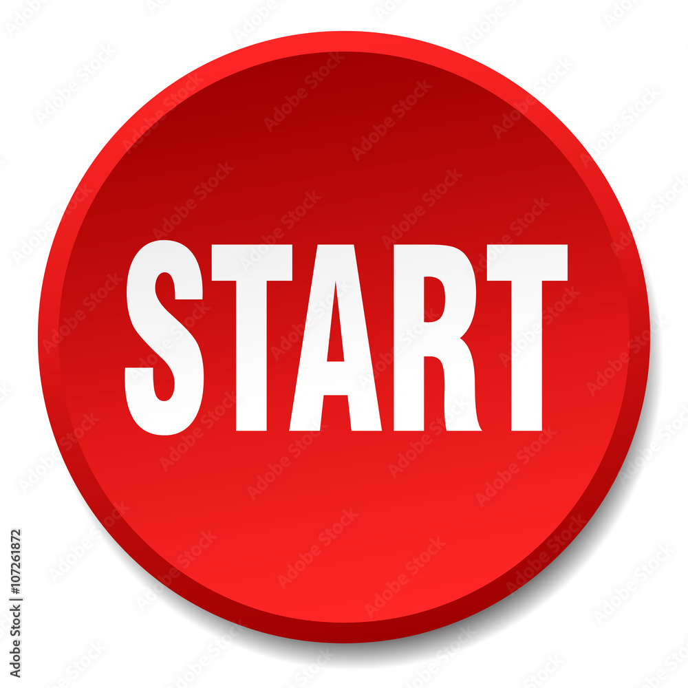 start red round flat isolated push button start red round flat isolated push button