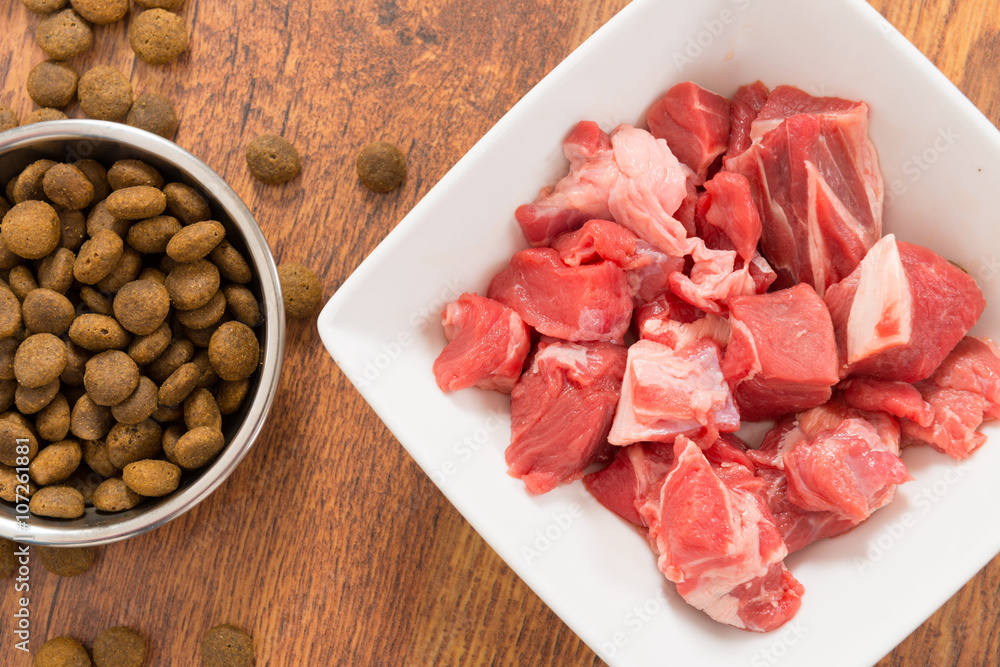 Meat and dry dog's food Meat and dry dog's food