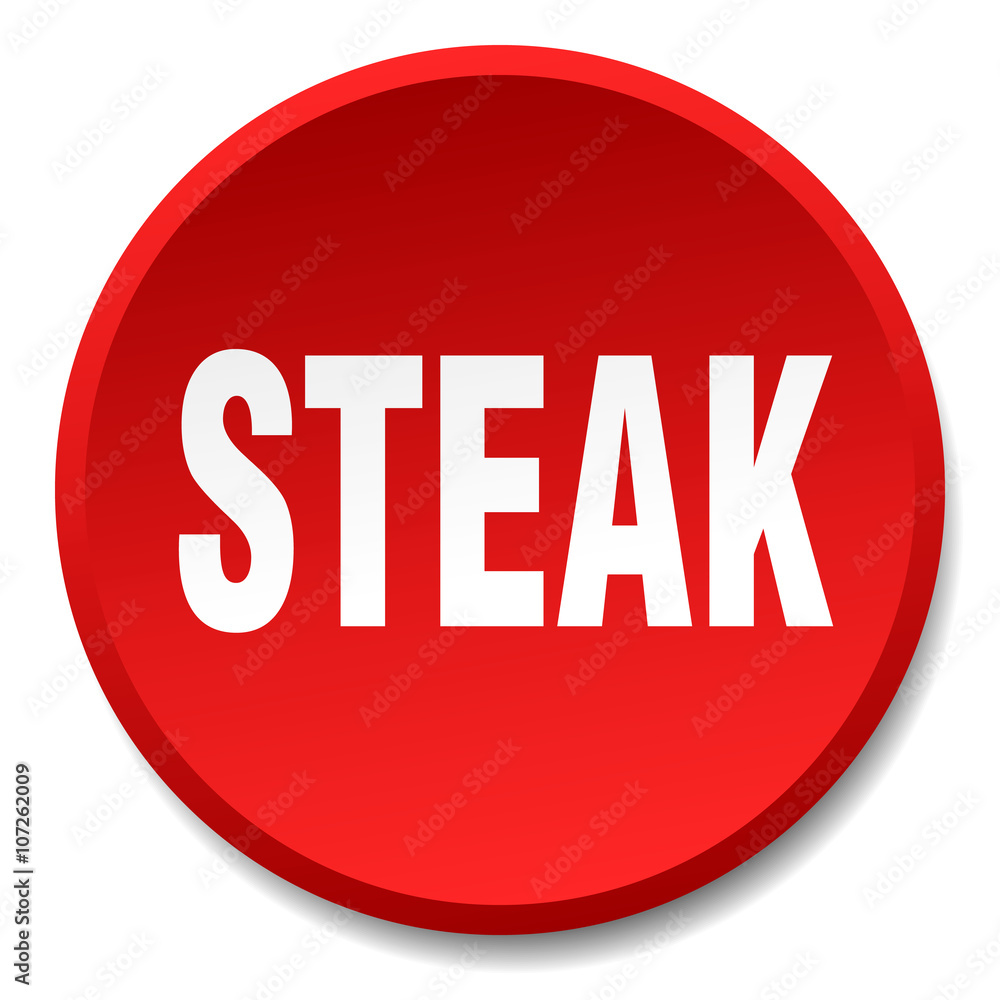 steak red round flat isolated push button steak red round flat isolated push button