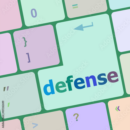 computer keyboard keys with word defense vector illustration