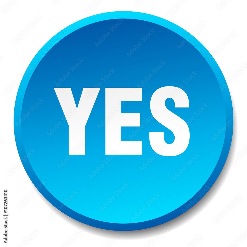 yes blue round flat isolated push button yes blue round flat isolated push button