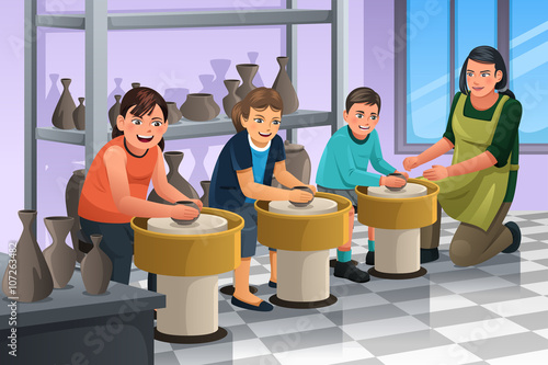 Kids in Pottery Class