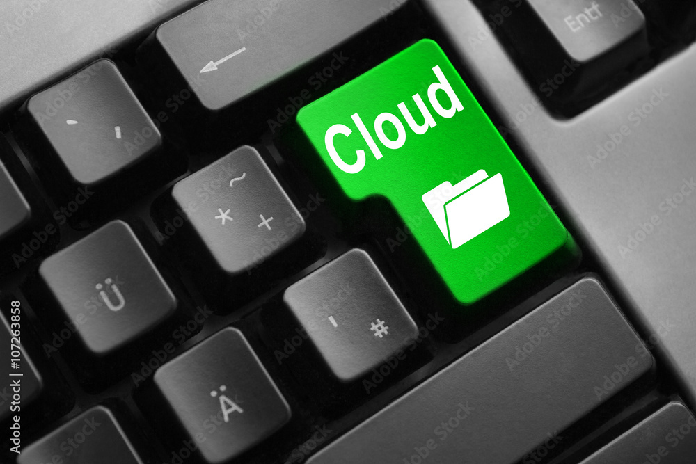 grey keyboard with green enter button cloud folder grey keyboard with green enter button cloud folder