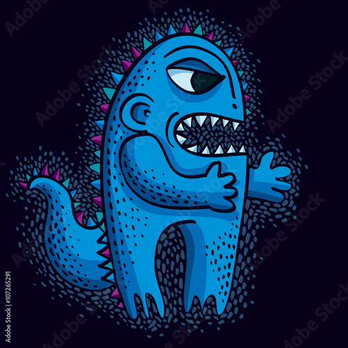 Vector cool cartoon angry monster, freak weird creature. Clipart