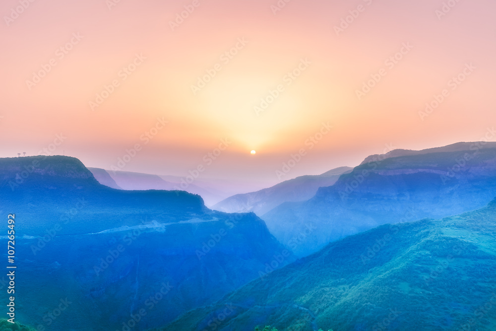 landscape with mountains and sky in sunset landscape with mountains and sky in sunset