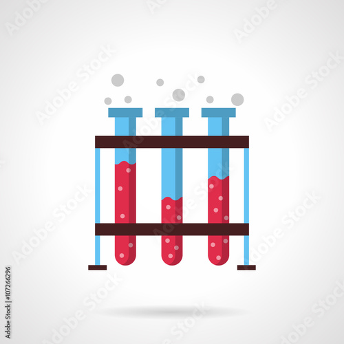 Test-tubes solution flat color design vector icon