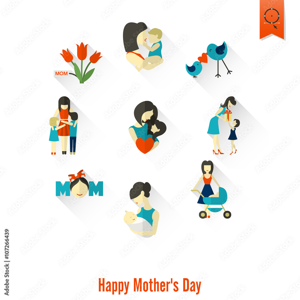 Fototapeta premium Happy Mothers Day Icons