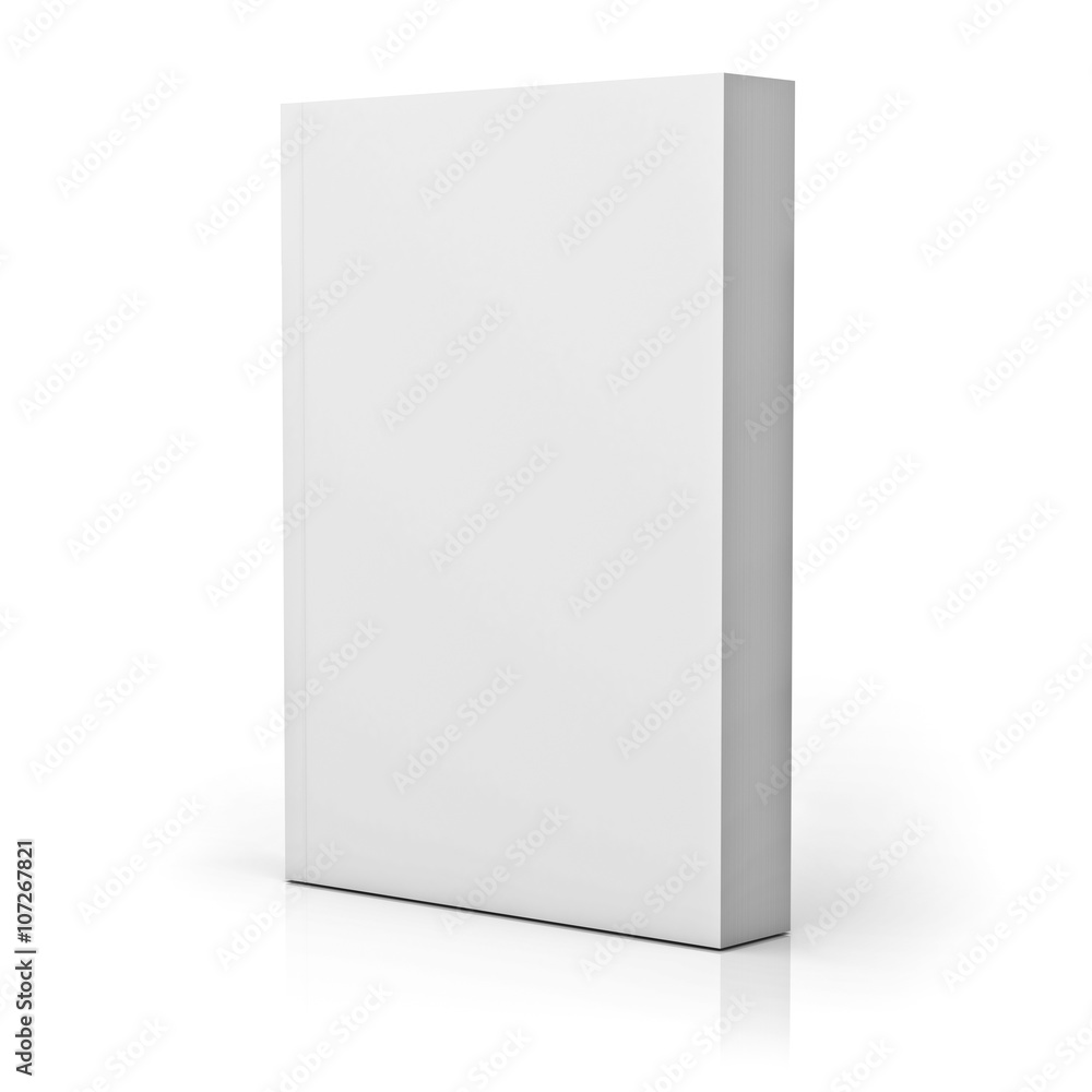 Obraz premium Blank paperback book cover isolated over white background with reflection