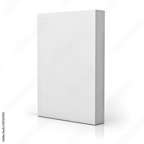 Blank paperback book cover isolated over white background with reflection photo