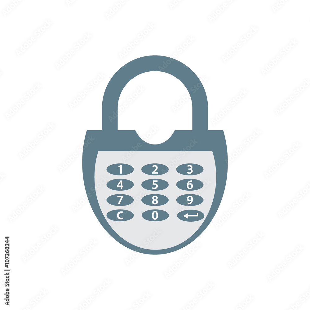 Stylized icon of a colored combination lock Stylized icon of a colored combination lock
