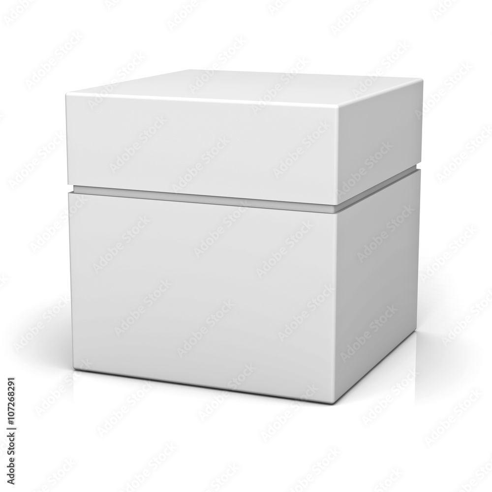 Blank box with lid isolated on white background with reflection Blank box with lid isolated on white background with reflection