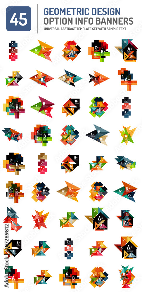 Set of web box geometric banners Set of web box geometric banners