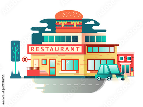 Restaurant building flat design