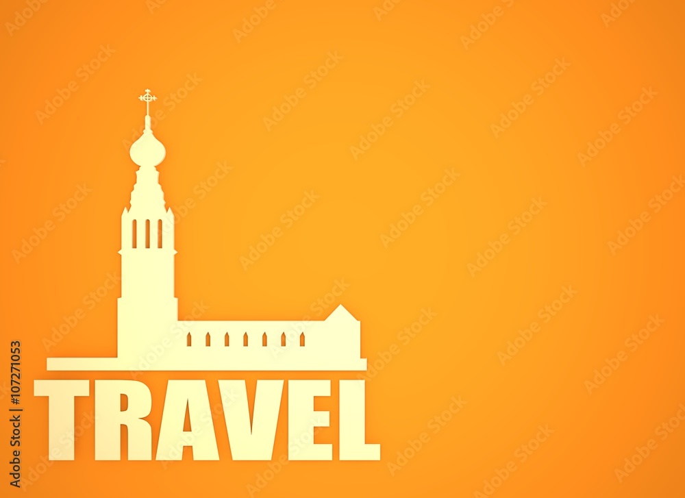 Russian orthodox church silhouette. Travel background
