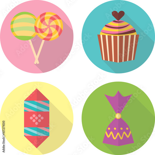 Flat icons. Candy and other sweets
