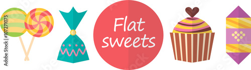 Flat images. Candy and other sweets