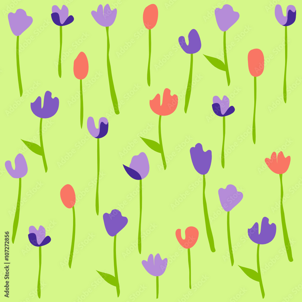 Seamless floral pattern with tulips Seamless floral pattern with tulips