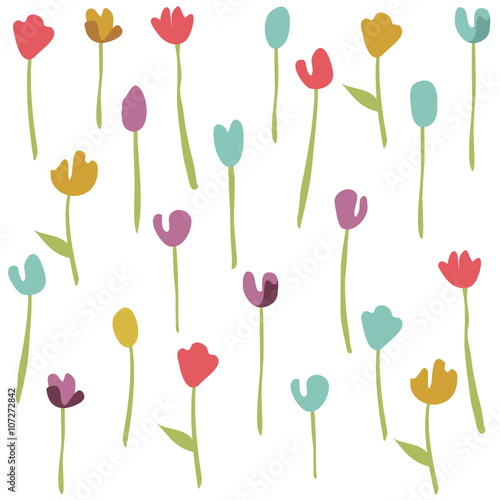 Seamless floral pattern with tulips #107272842