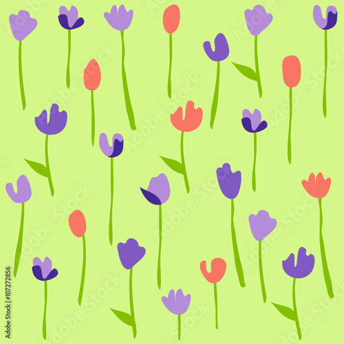 Seamless floral pattern with tulips