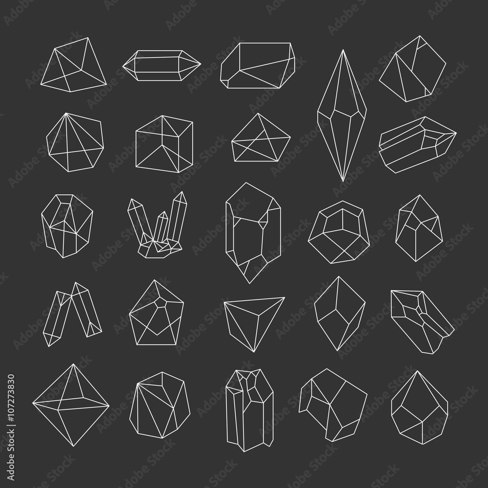 Set of crystals. Geometric shapes. Set of crystals. Geometric shapes.