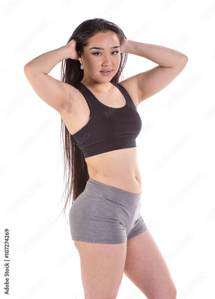 Fototapeta premium Kobieta piękna fitness - na białym tle nad białym backgro