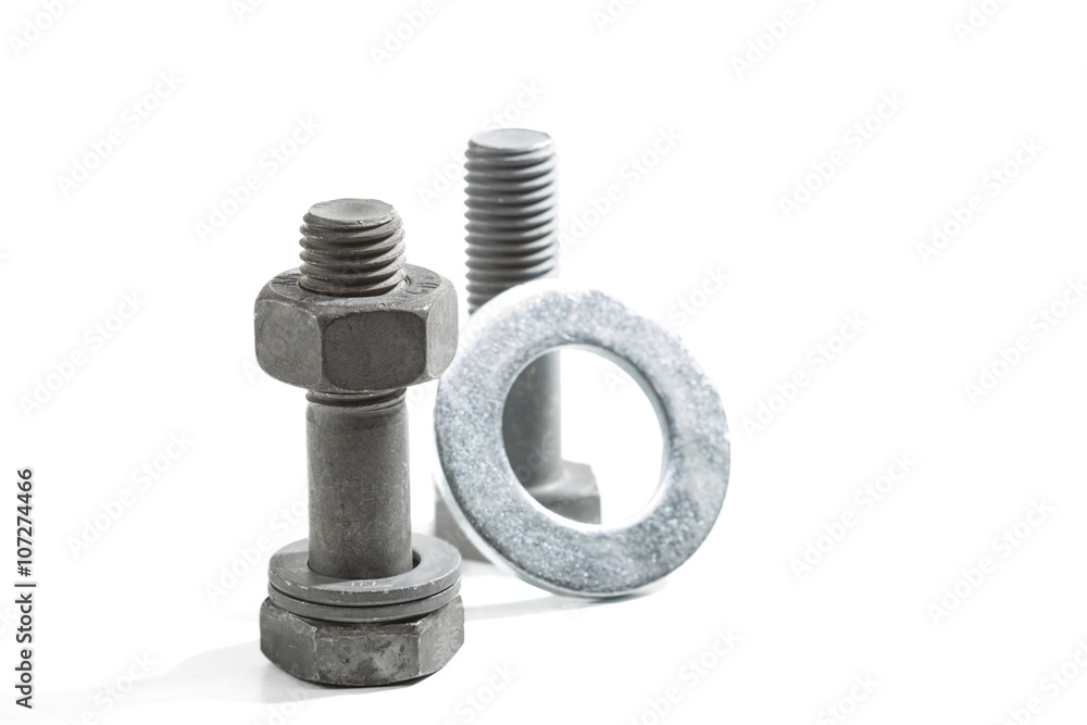 Nuts and bolts isolated on white background Nuts and bolts isolated on white background