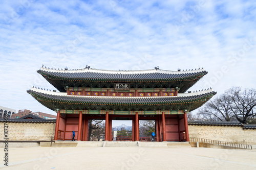 Beautiful traditional korean Architecture, The main gate at Chan