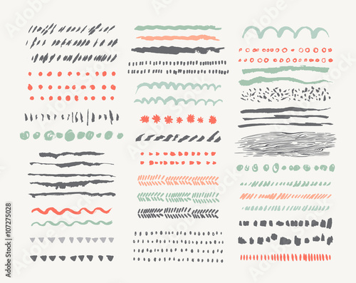 Hand drawn vector line borders and dividers collection. 