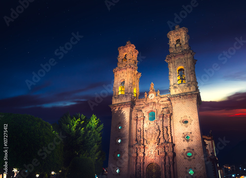 Church of Santa Prisca in Taxco at dusk photo
