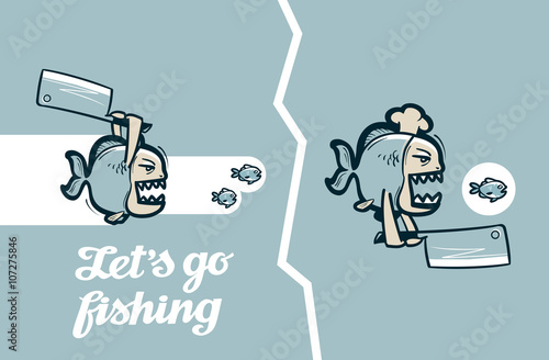 funny piranha fish. vector illustration