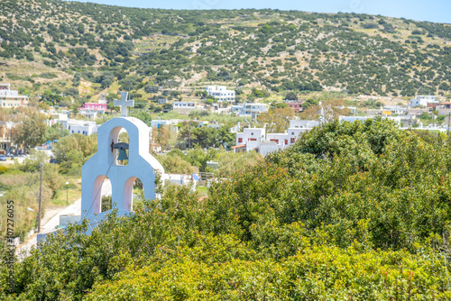 Small church on top of a hill. Cycladic architecture, Syros, Gre photo