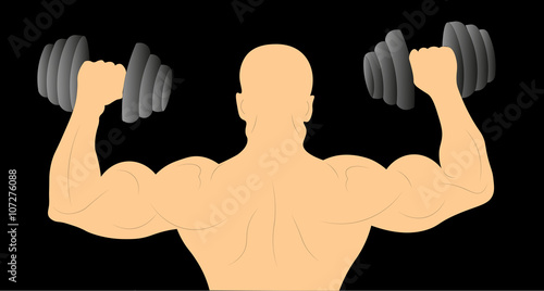 A man with muscles. Vector illustration.
