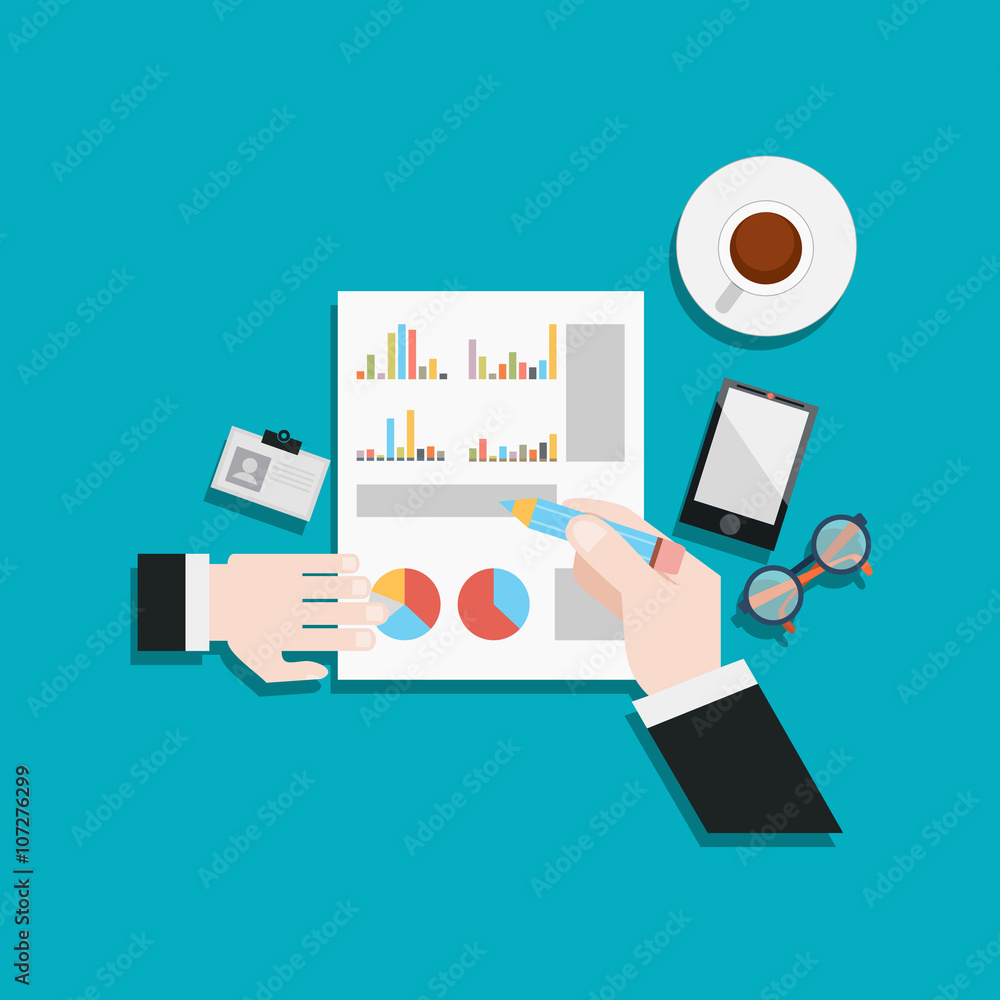 Financial report. Flat .Vector illustration. Financial report. Flat .Vector illustration.