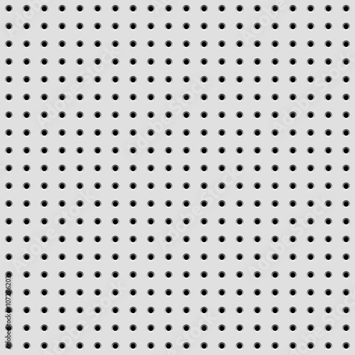 White abstract technology background with seamless circle perforated pattern, speaker grill texture for design concepts, wallpapers, web, presentations, interfaces and prints. Vector illustration.