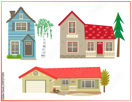 Cute houses - Cartoon set of three different types of homes. Eps10