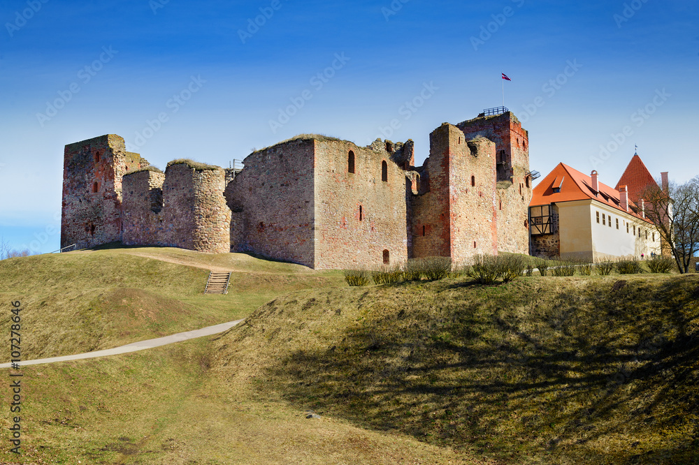 Ruins of the medieval castle in Bauska, Latvia